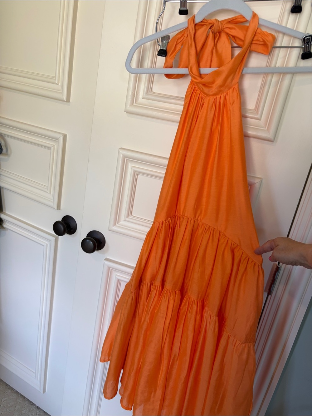 Women’s Orange Halter Tiered Maxi Dress